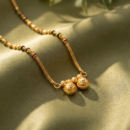 1 Gram Short Mangalsutra Real Gold Finish - 20 inch