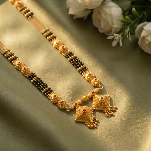 1 Gram Matte Polish Long Patti Mangalsutra - 36 inch