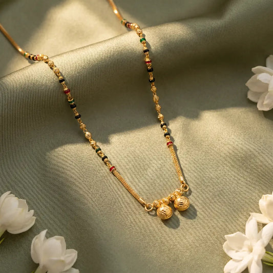1 Gram Short Mangalsutra Real Gold Finish - 20 inch