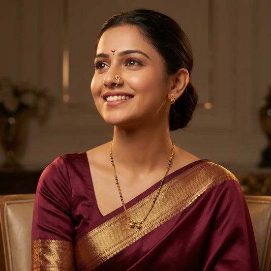 1 Gram Short Mangalsutra Real Gold Finish - 20 inch
