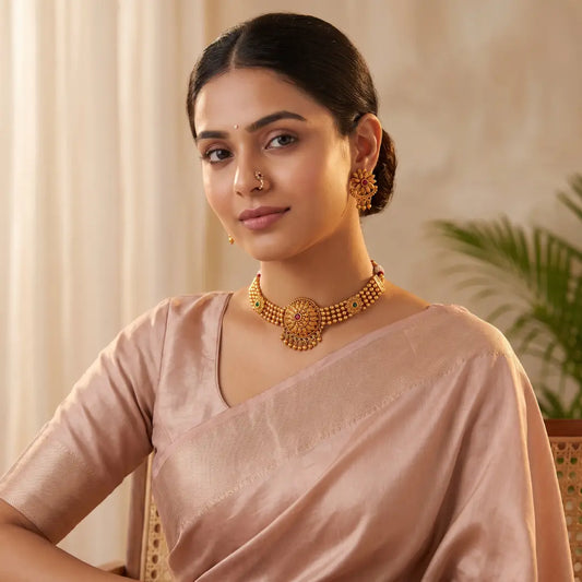 Choker with Earrings Matt polish - Free size