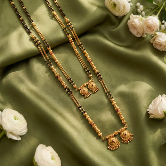 1 Gram Matt Polish Mangalsutra Combo Set