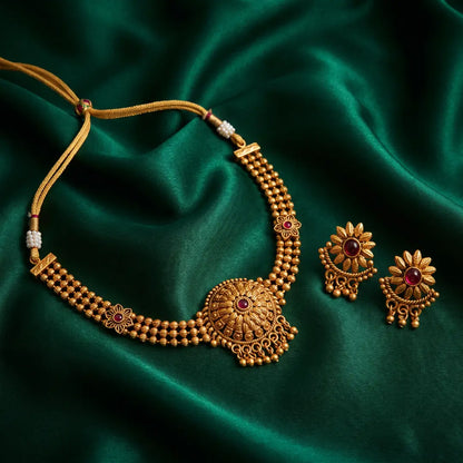Choker with Earrings Matt polish - Free size