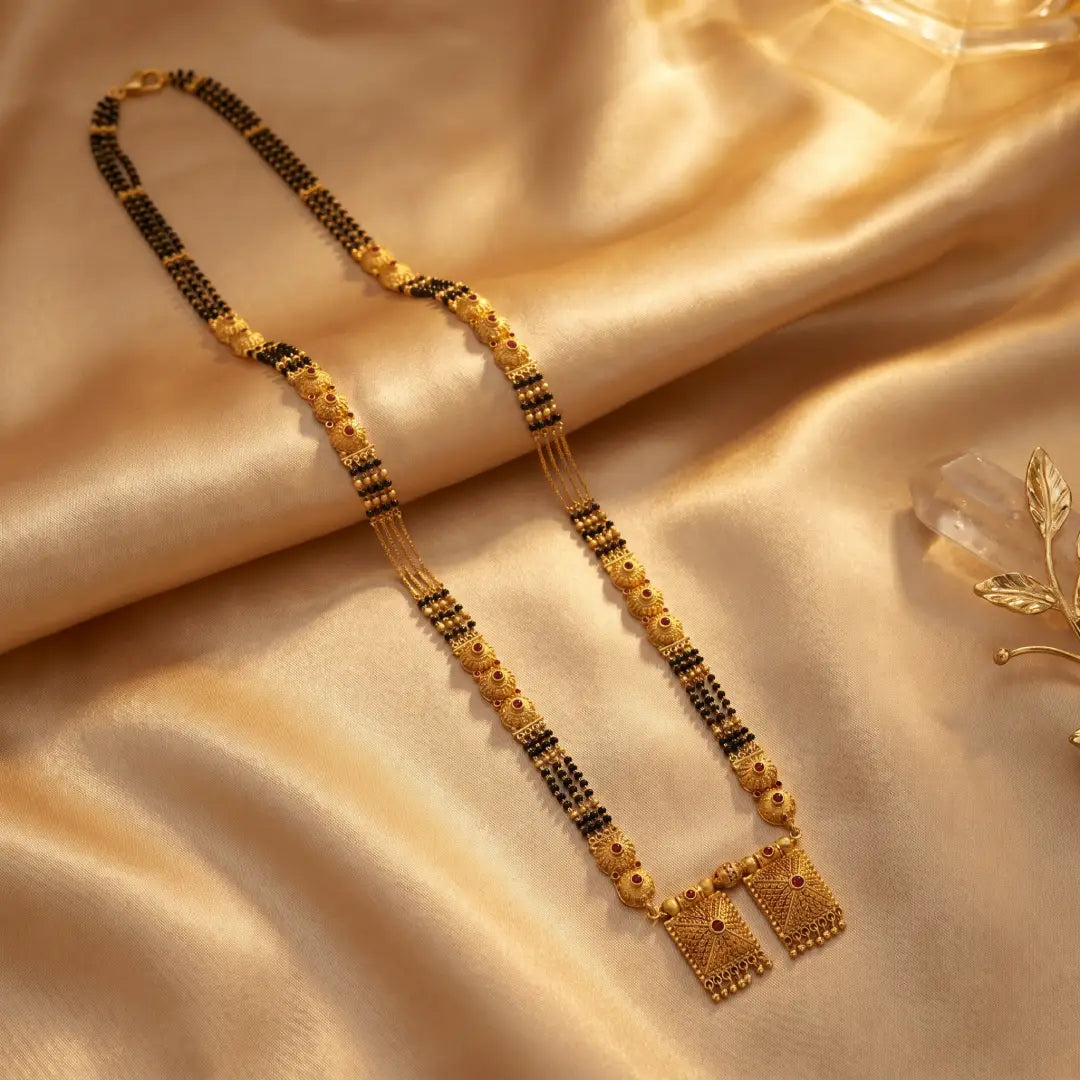 1 Gram Matte Polish Long Patti Mangalsutra - 36" inch
