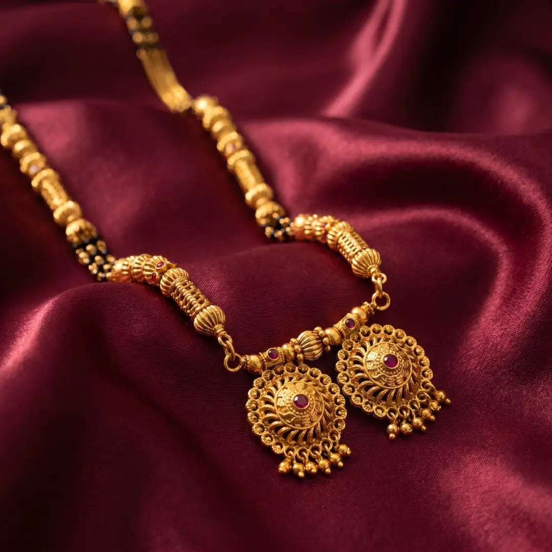 1 Gram Matte Polish Long Mangalsutra - 36" Inch