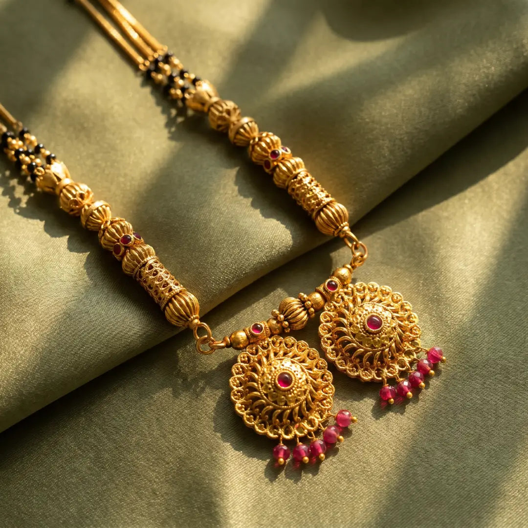 1 Gram Matte Polish Long Mangalsutra - 36" Inch